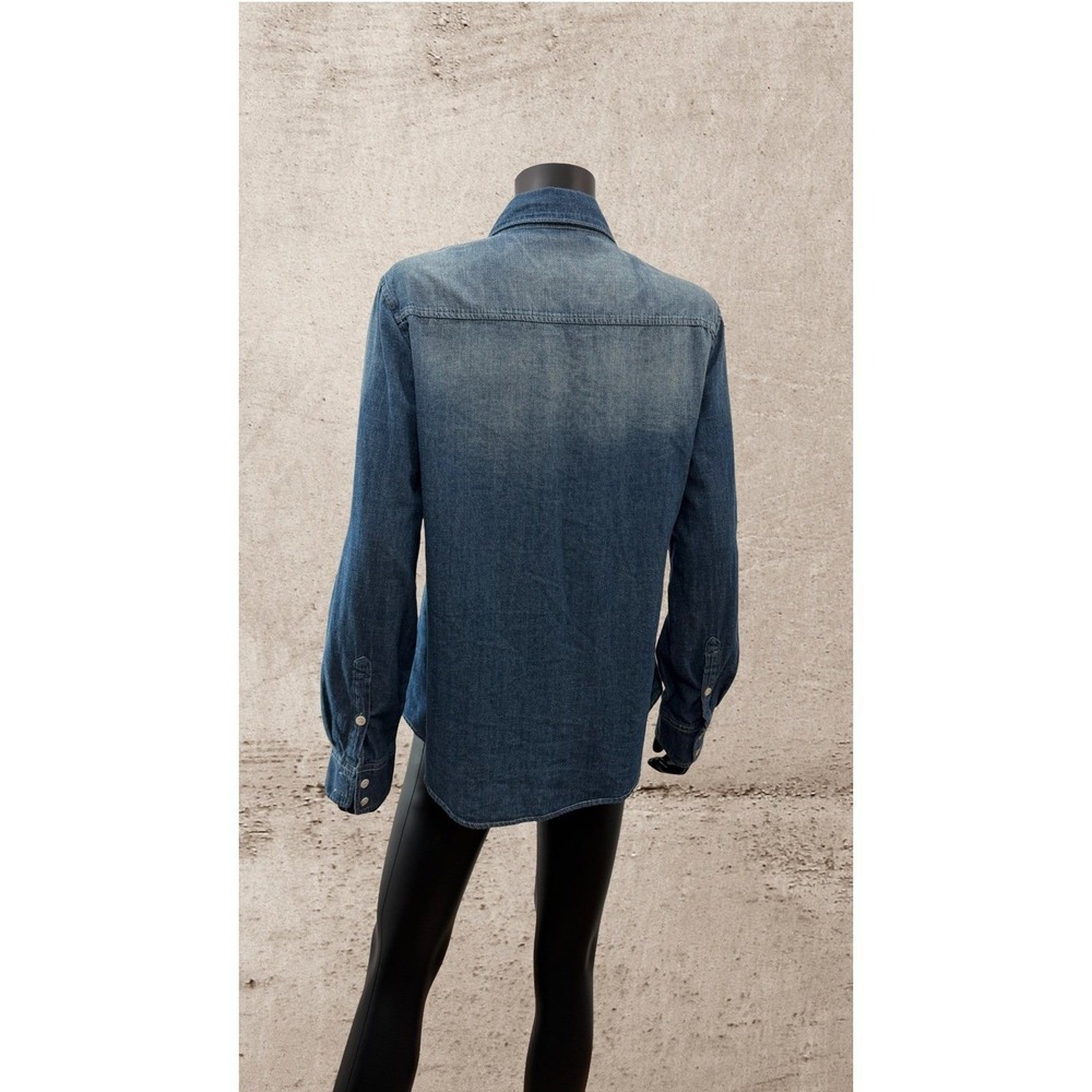 Ellison Chambray Denim Button Down Shirt Women's Medium Blue Cotton - Picture 3 of 8